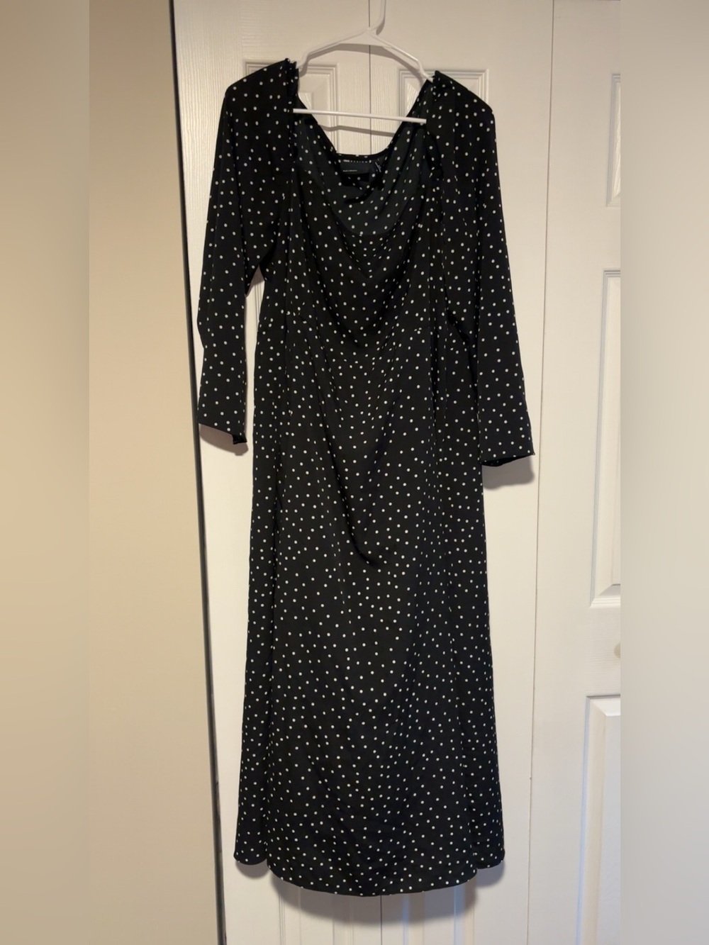 ASOS Curve Black Polka Dot Long Sleeve Maxi Dress size 18